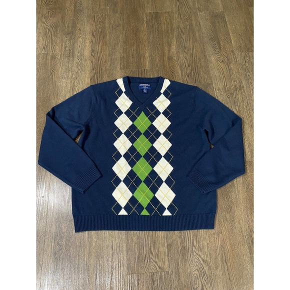Aeropostale Other - Mens Aeropostale Argyle Sweater Size XL Blue Cream 100% Acrylic